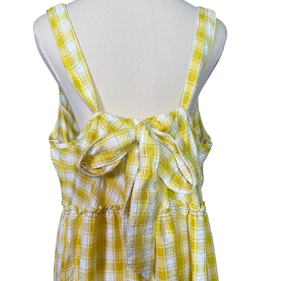 Free People Yellow Gingham Maxi Dress | Boho Western Tiered Ruffle | Large - Picture 7 of 12